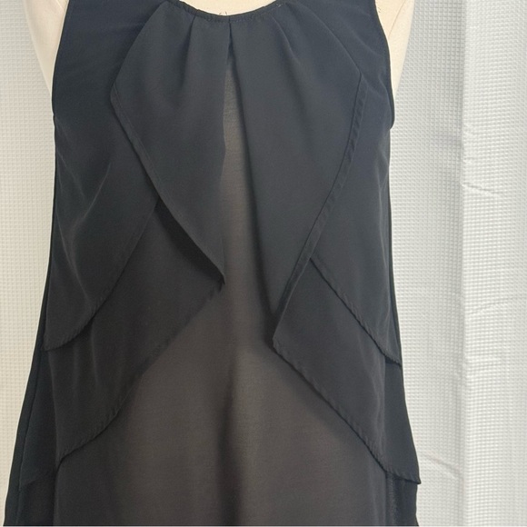 YA Los Angeles Sheer Sleeveless Flowy Layered Ruffle Detail Top, Black, Size M - Picture 5 of 5